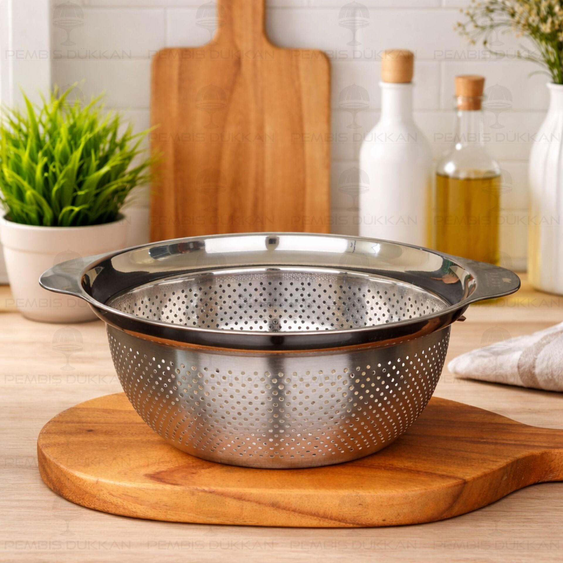 25CM OSLO YUVARLAK KULPLU, ÇELİK SÜZGEÇ (SZG191)