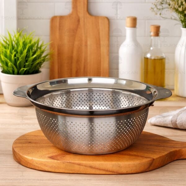 25CM OSLO YUVARLAK KULPLU, ÇELİK SÜZGEÇ (SZG191)