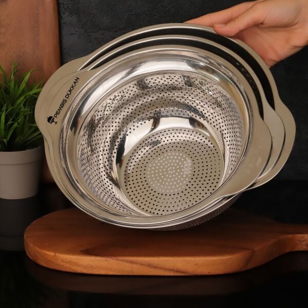 1 ADET İVY 27 CM YUVARLAK KULPLU ÇELİK SÜZGEÇ (SZG192)