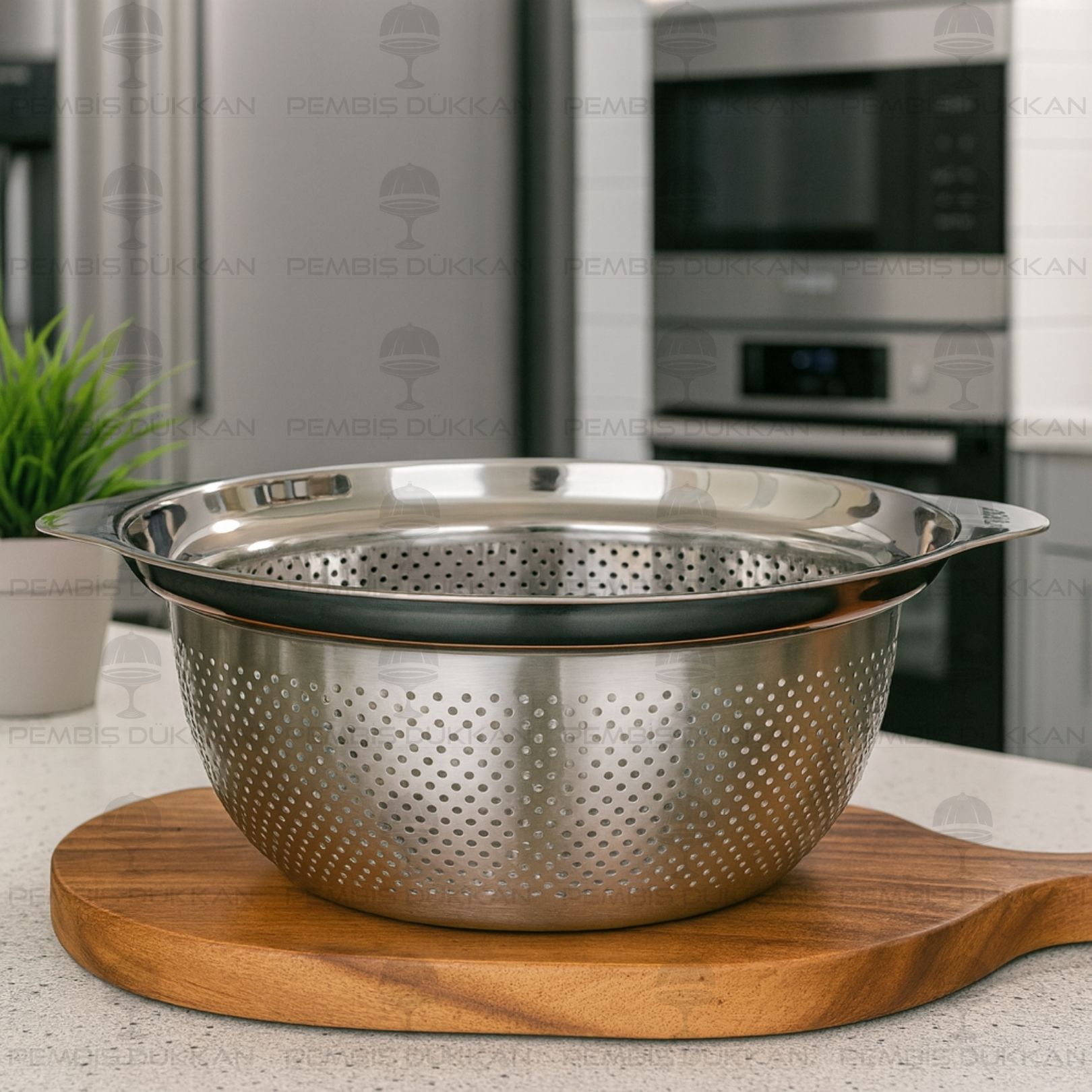 27CM OSLO YUVARLAK KULPLU, ÇELİK SÜZGEÇ (SZG192)