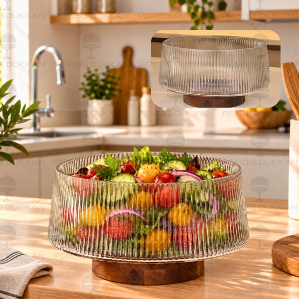 Misya Akasya Altlıklı, Dubble Cam Salata Kase (260003)