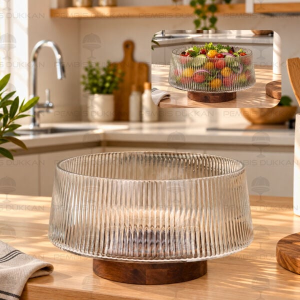 Misya Akasya Altlıklı, Dubble Cam Salata Kase (260003)