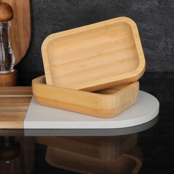 1 ADET BAMBU DİKDÖRTGEN ORTA DERİN SALATA - MEZE KAYIK & SERVİS (1169)