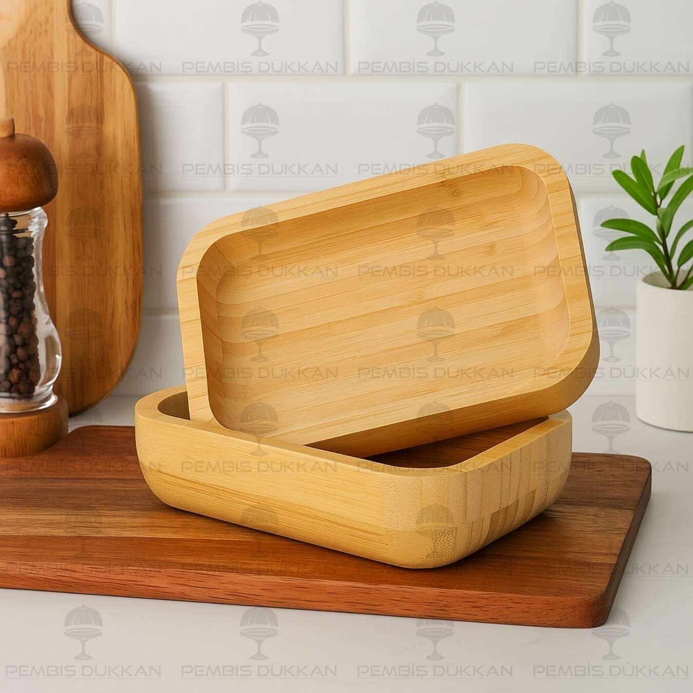 1 ADET BAMBU DİKDÖRTGEN ORTA DERİN SALATA - MEZE KAYIK & SERVİS (1169)