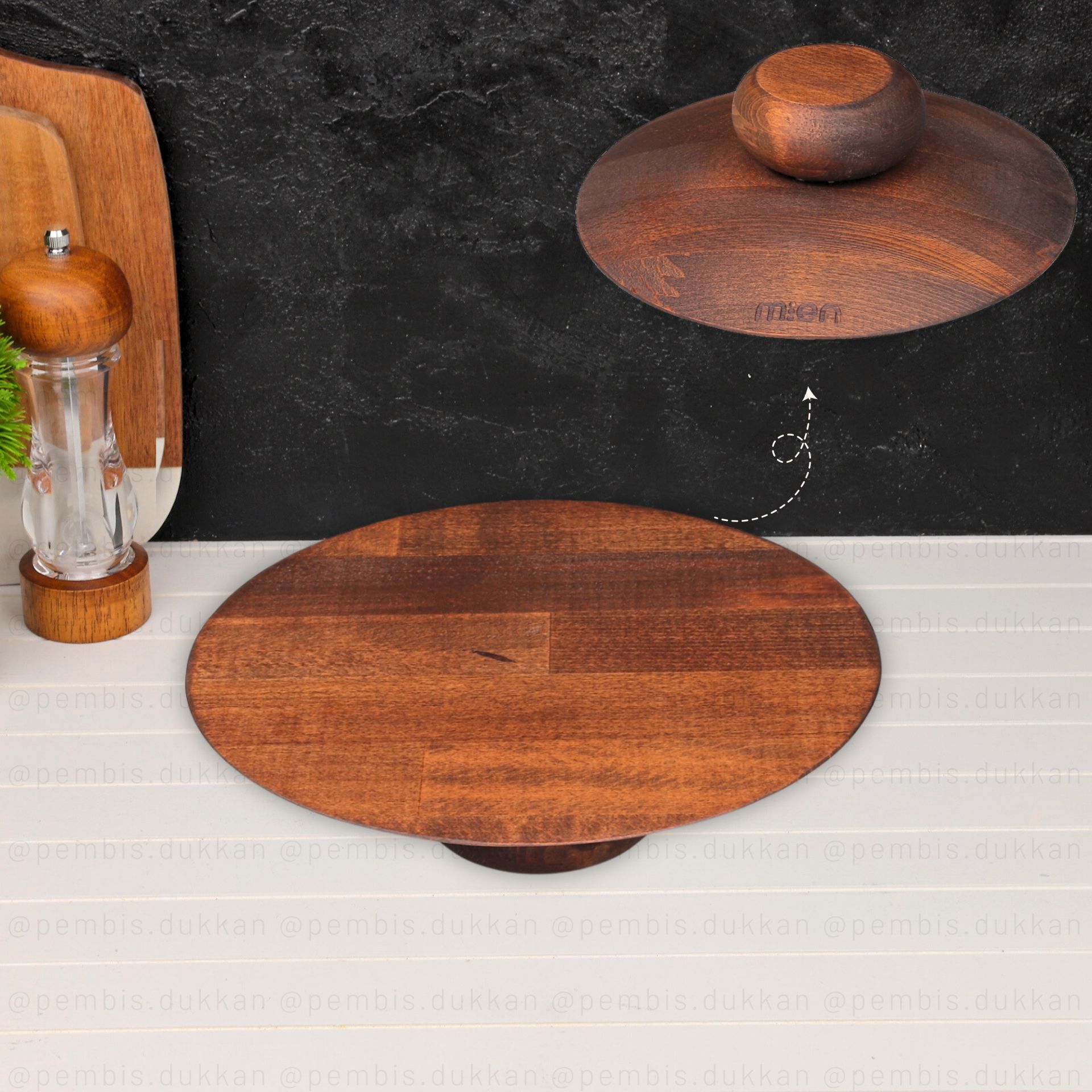 KOYU AHŞAP YUVARLAK TEK AYAKLI STAND (AHS0233)