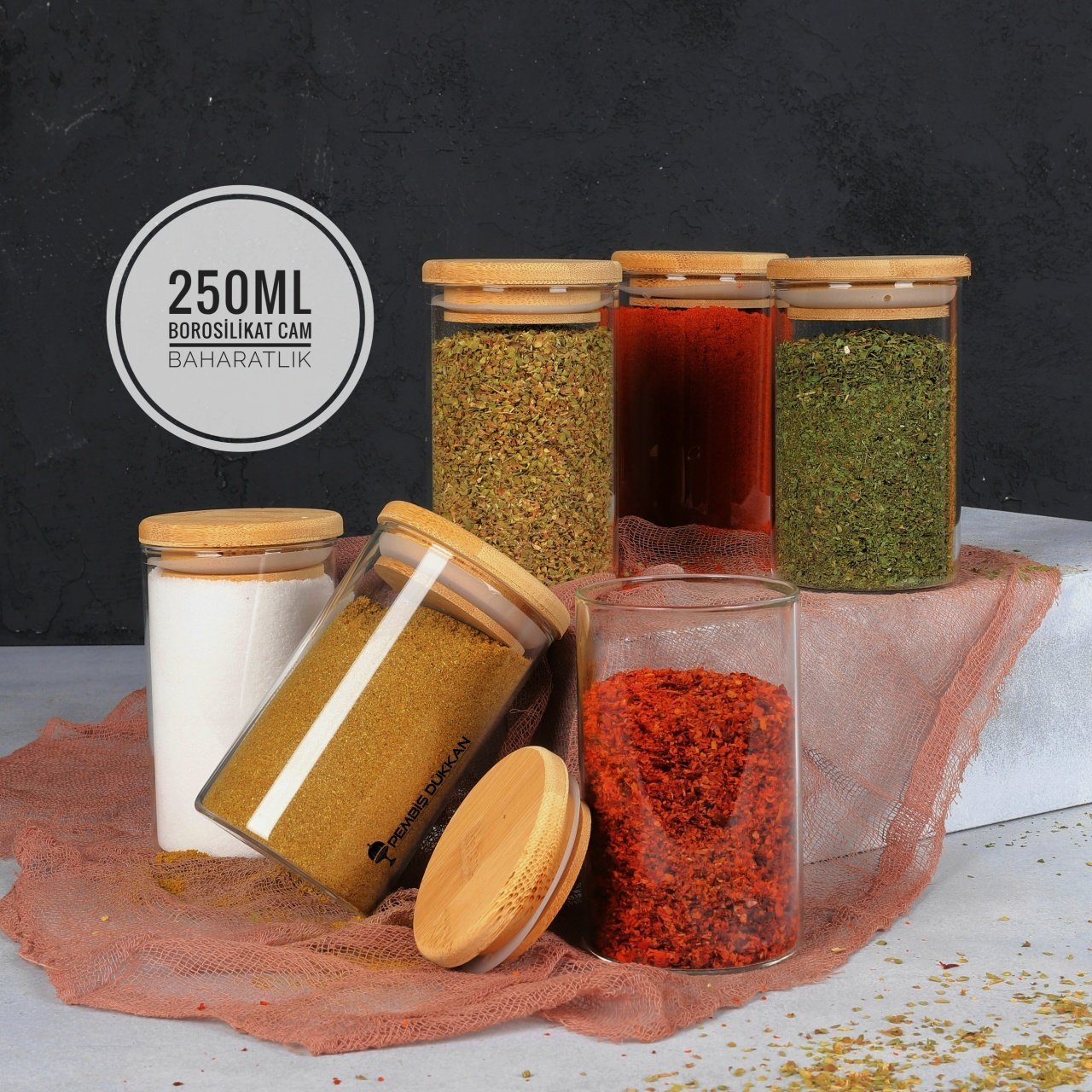 250ML YUVARLAK BAMBU KAPAKLI MN BAHARATLIK 1 ADET(651O)