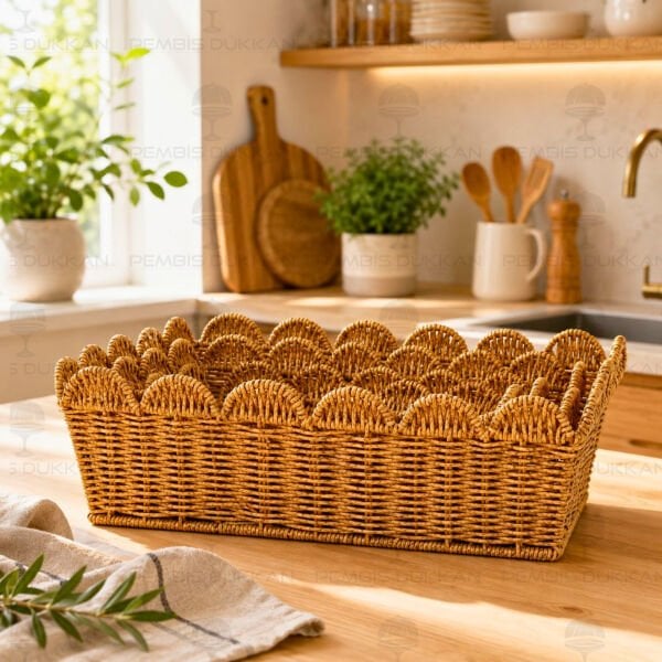 4LÜ DİKDÖRTGEN RATTAN SEPET (1584)
