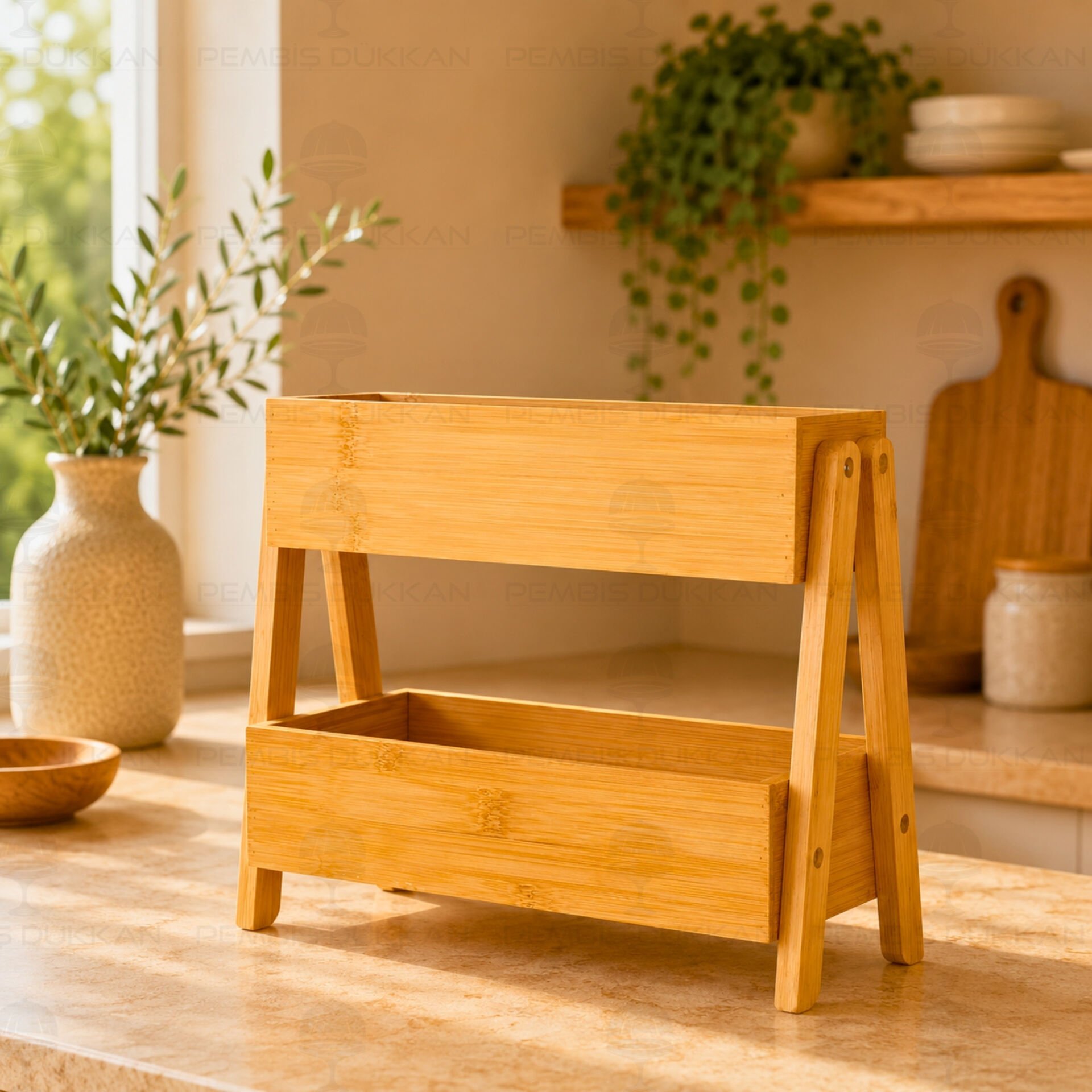 Bambu 2 Katlı Baharat Standı (7b52)