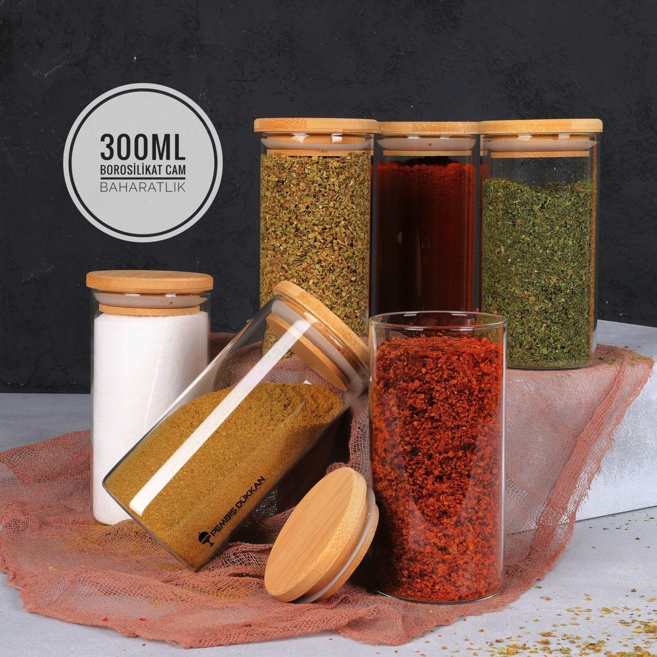 300ML YUVARLAK BAMBU KAPAKLI MN BAHARATLIK 1 ADET (6512)