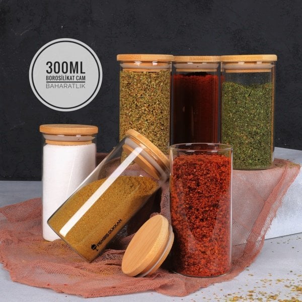 300ML YUVARLAK BAMBU KAPAKLI MN BAHARATLIK 1 ADET (6512)
