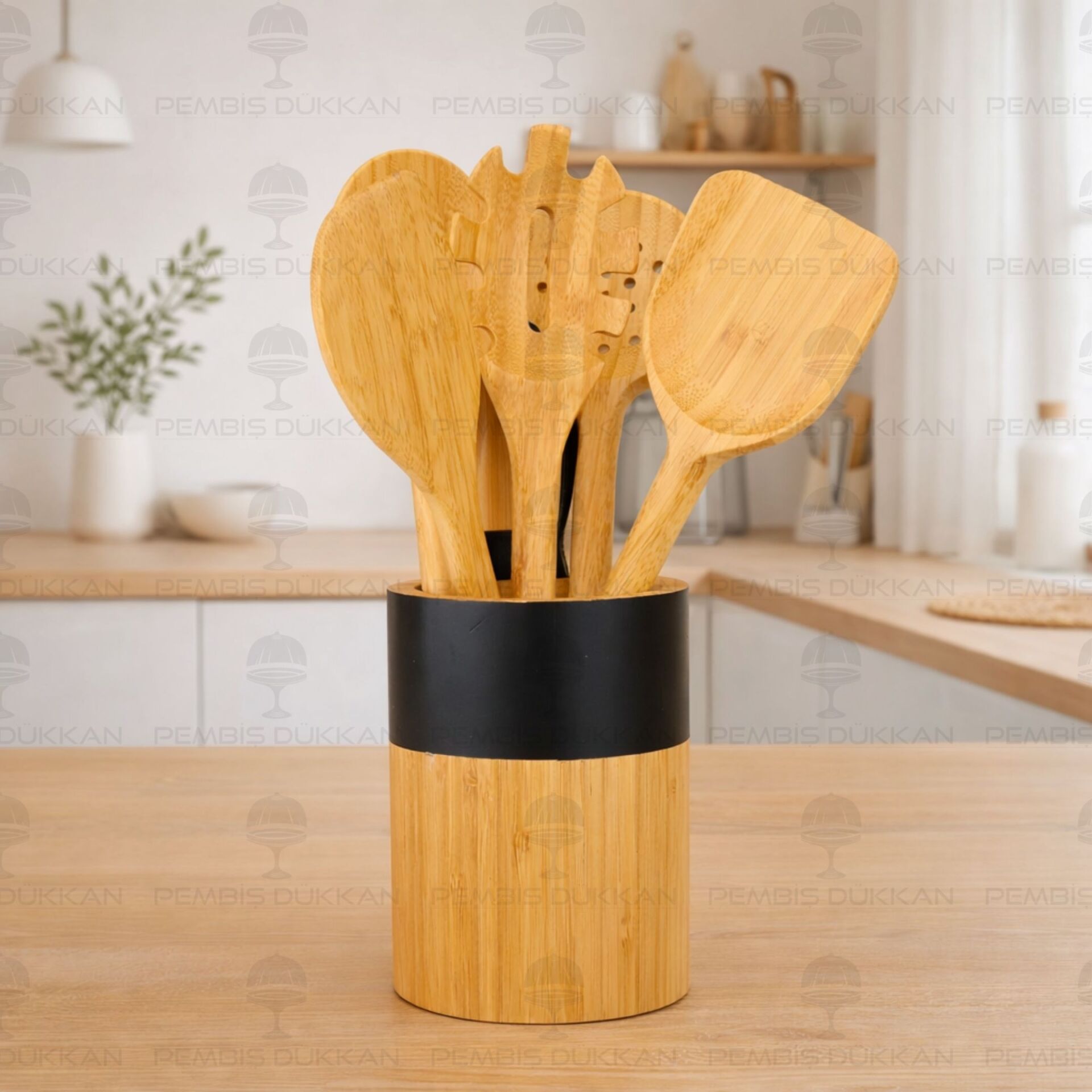 BAMBU SİYAH TUTACAKLI KAŞIKLIK KOMBİN SET (7B212)