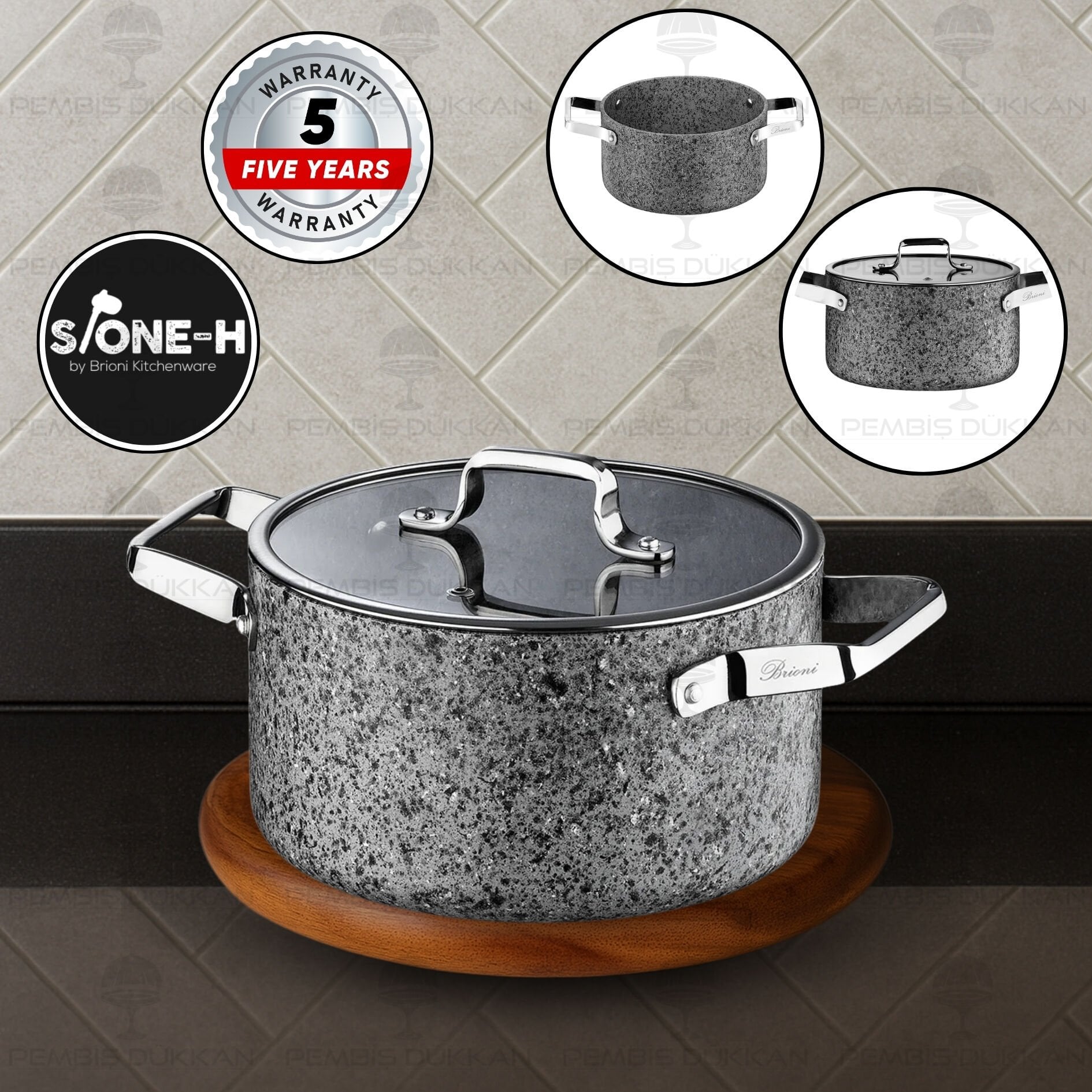 BRİONİ STONE-H 26 CM DERİN TENCERE