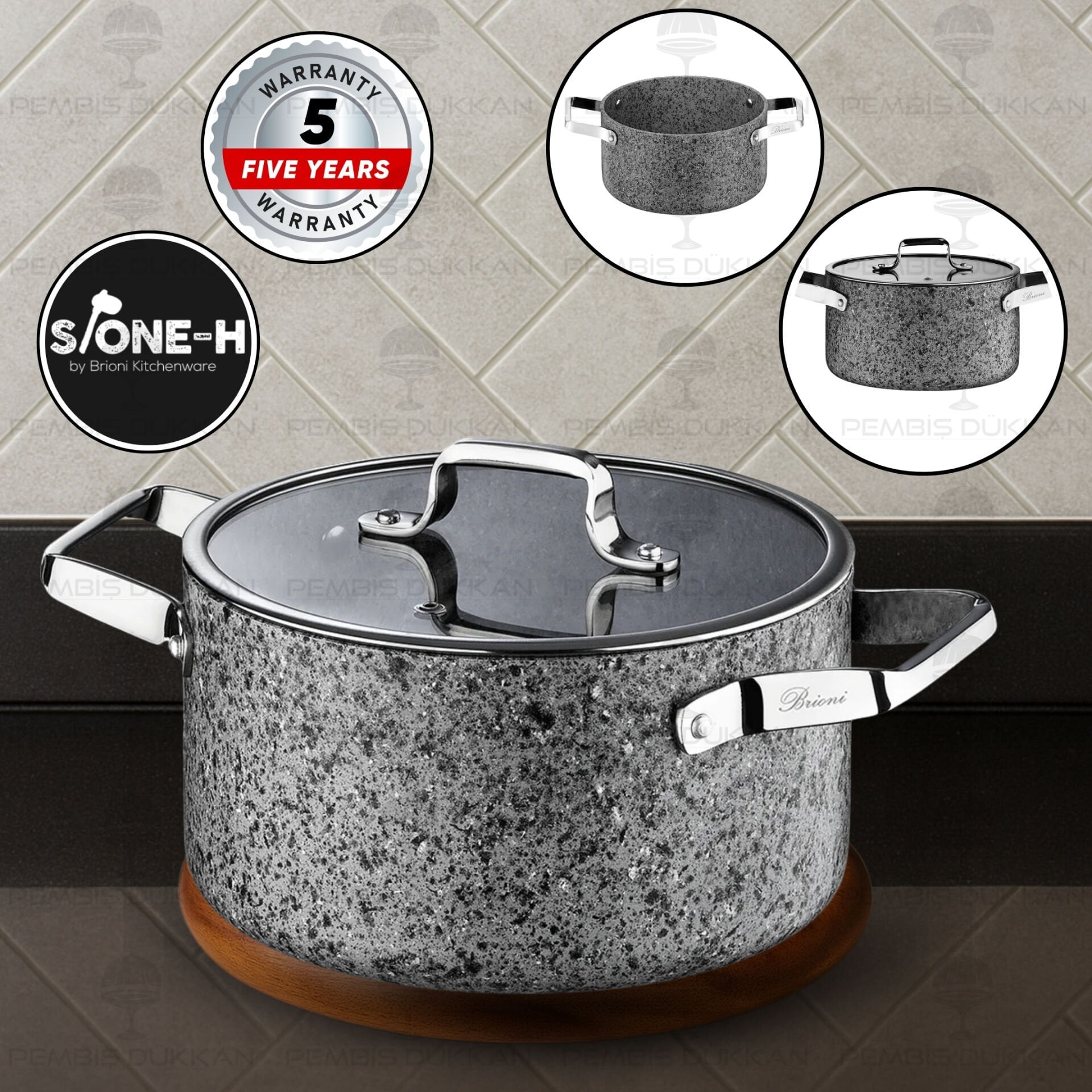 BRİONİ STONE-H 30 CM DERİN TENCERE