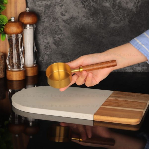 AROW AHŞAP SAPLI GOLD ÖLÇÜ KAŞIK 80 ML (441)