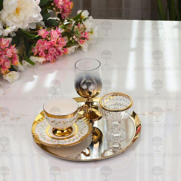 Tiamo 22cm Kahve Sunum Tepsisi Gold