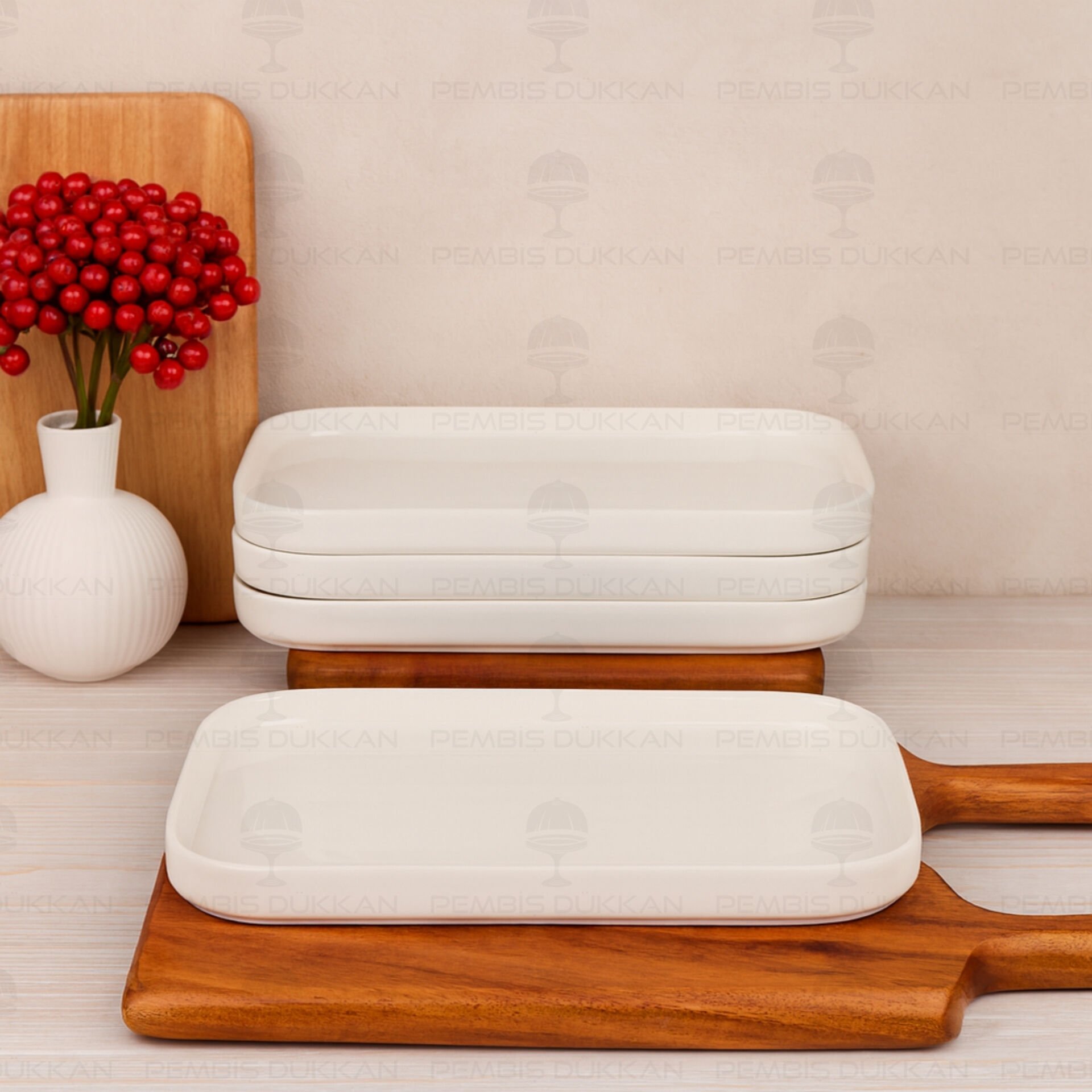 1 ADET KUPRA DİKDÖRTGEN PORSELEN YEMEK & MASA ORTASI SERVİS (19-311-11.5)