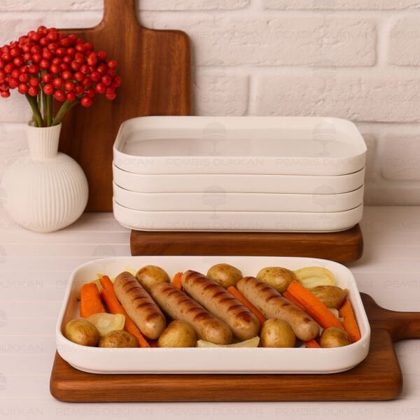 1 ADET KUPRA DİKDÖRTGEN PORSELEN YEMEK & MASA ORTASI SERVİS (19-311-11.5)