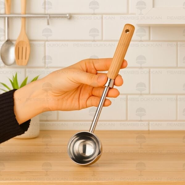 80 ML AHŞAP SAPLI METAL ÖLÇÜ KAŞIK (827)