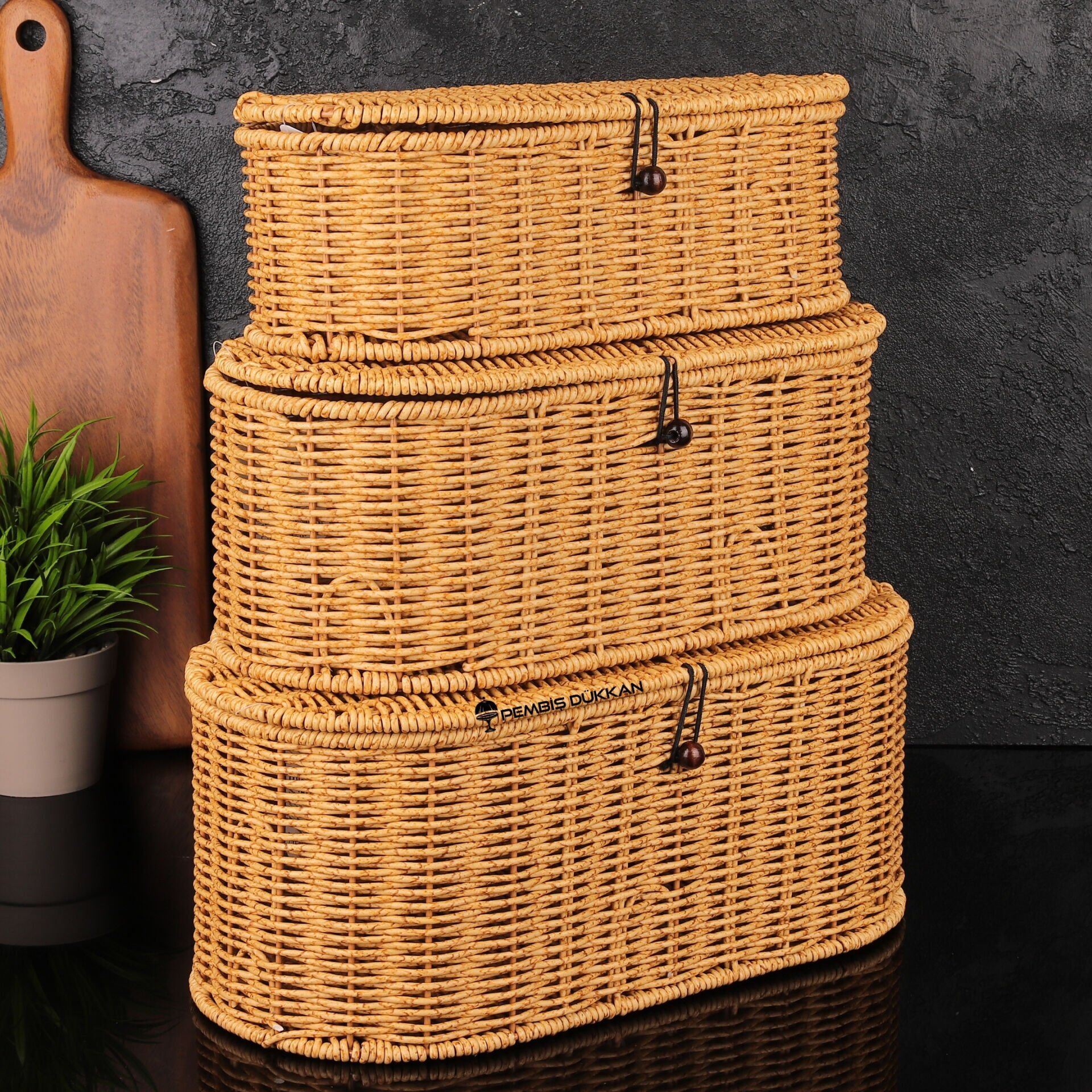 MN RATTAN OVAL KAPAKLI ORGANİZER (1530) (BOY SEÇİNİZ)