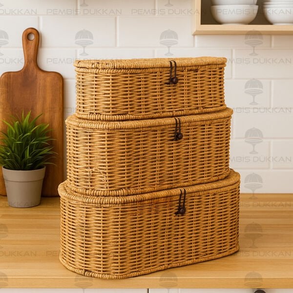 RATTAN OVAL KAPAKLI SEPET & ORGANİZER 1530 (BOY SEÇİNİZ)