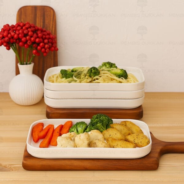 2 ADET KUPRA DİKDÖRTGEN PORSELEN MASA ORTASI ARA SERVİS (19-311-9)