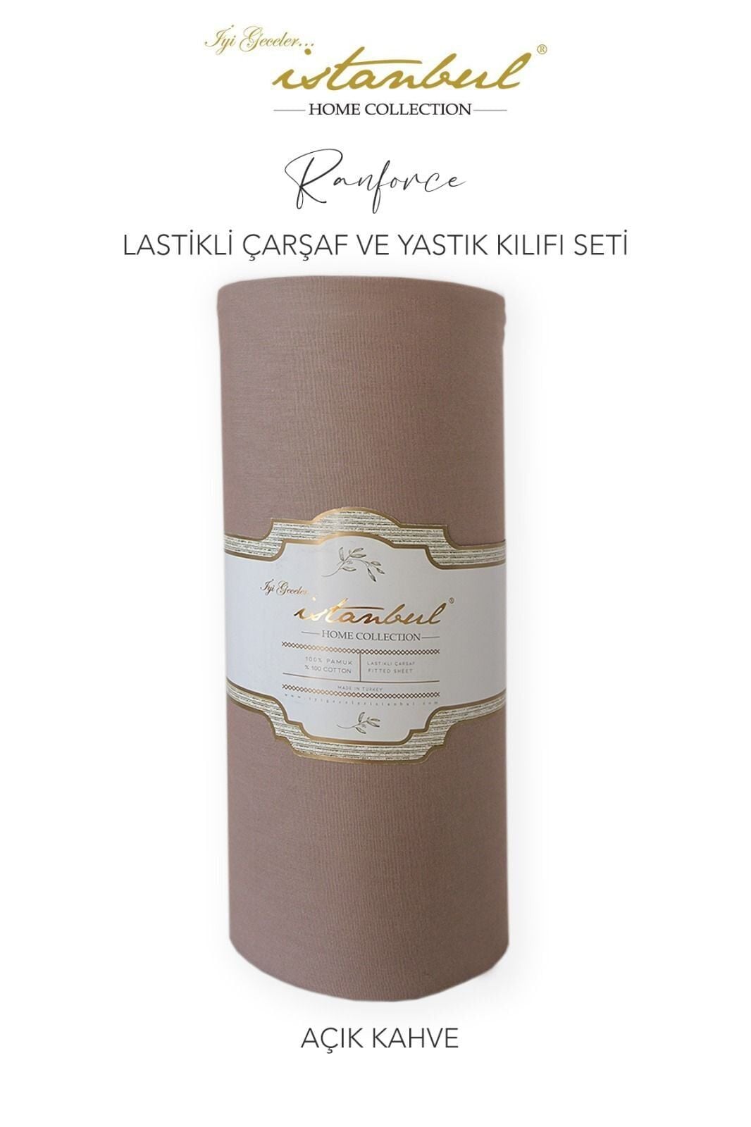 RANFORCE FİTTED ÇARŞAF SET 180 X 200CM - AÇIK KAHVE