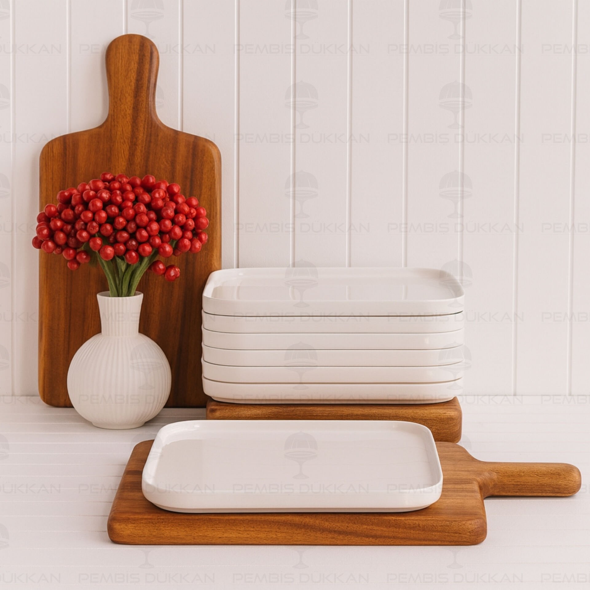 1 ADET KARE 26CM PORSELEN YEMEK & KAHVALTI SERVİS (POR1904)﻿