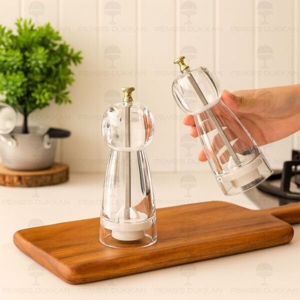 ŞEFFAF KÜÇÜK BOY TUZ & KARABİBER DEĞİRMENİ (468)