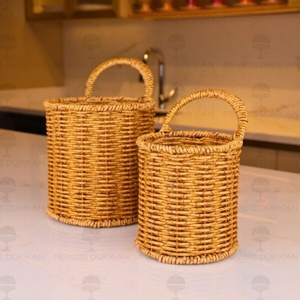 2Lİ RATTAN  ASKILI KÜÇÜK SEPET (1531)