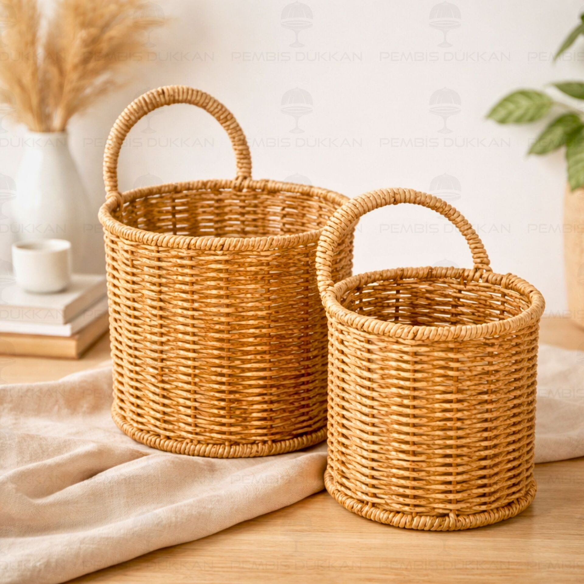 2Lİ RATTAN LİNA ASKILI KÜÇÜK SEPET (1531)