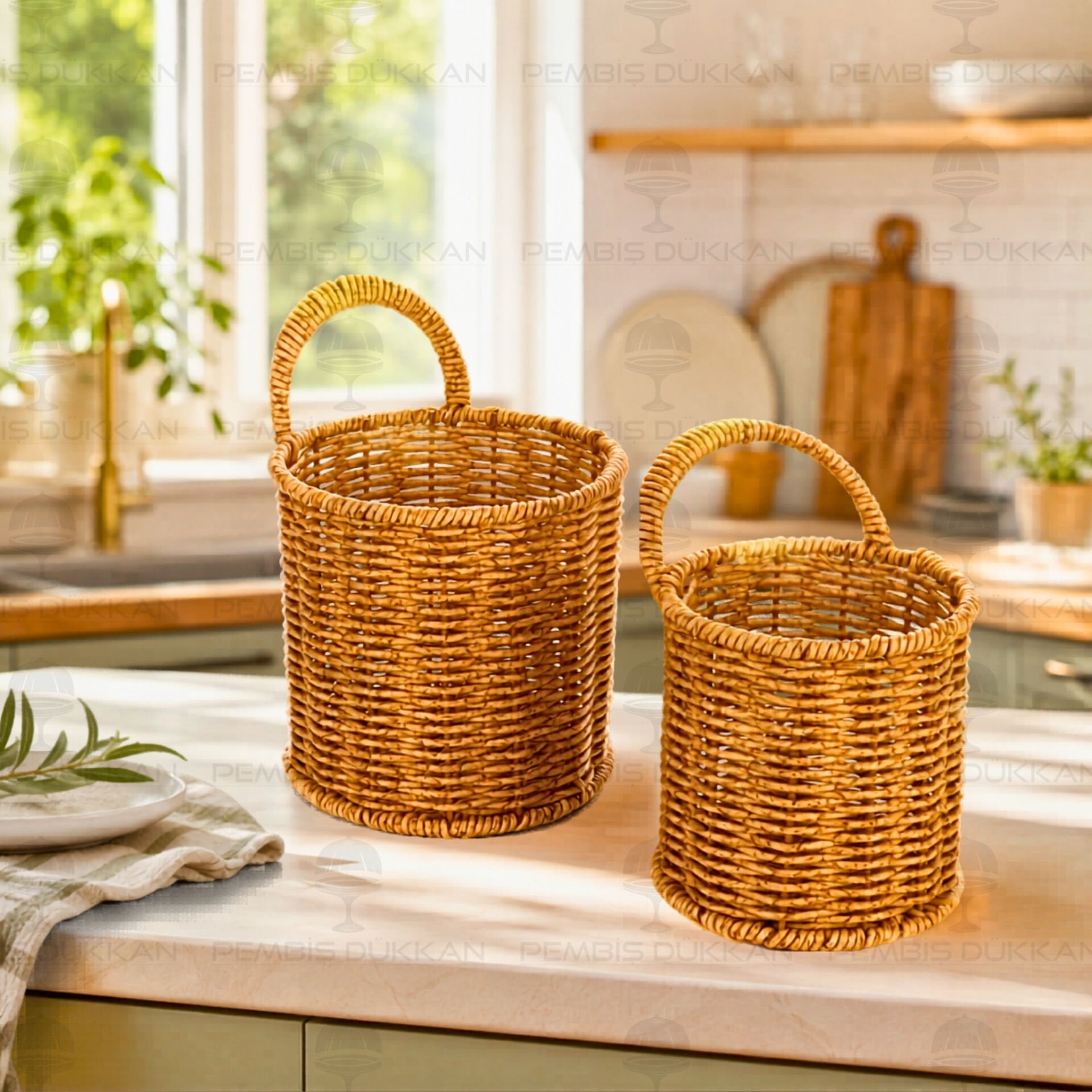 2Lİ RATTAN  ASKILI KÜÇÜK SEPET (1531)