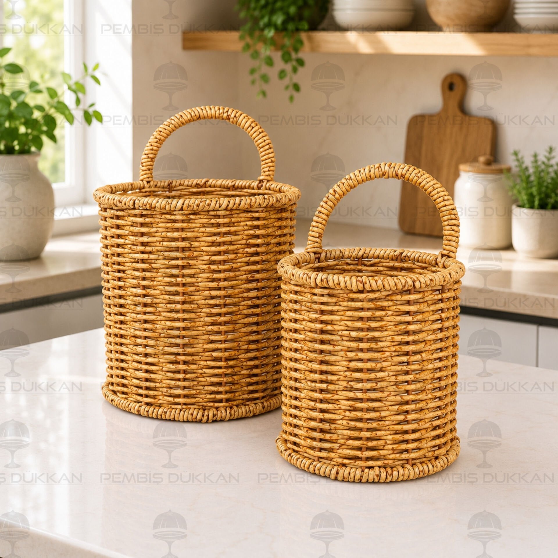 2li Rattan Askılı Küçük Sepet (1531)