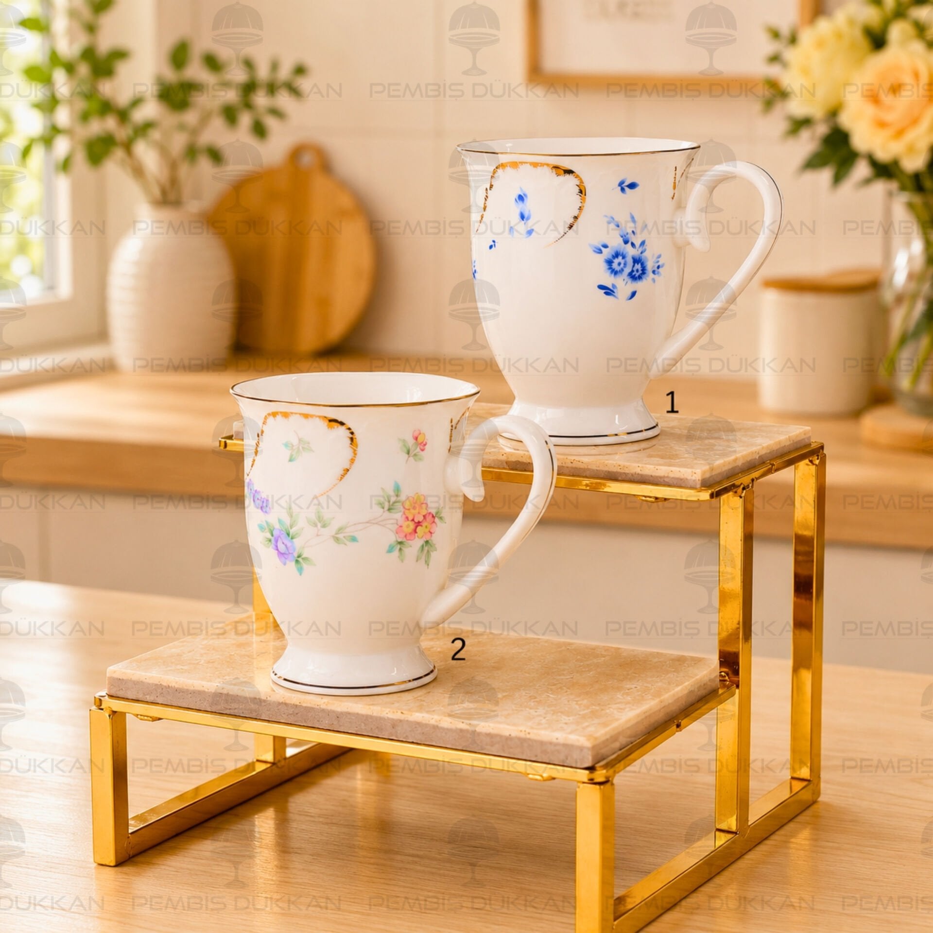 1 ADET GOLD DESENLİ PORSELEN KUPA (MODEL SEÇİNİZ)
