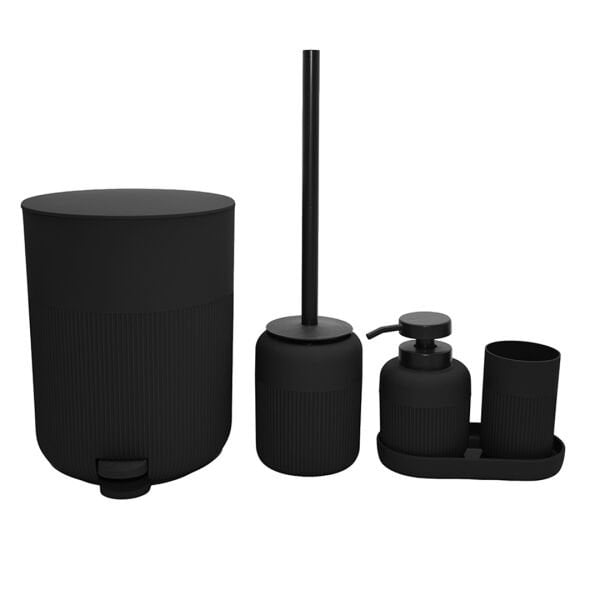 SİYAH YUVARLAK 5 PARÇA, AKRİLİK BANYO SET (9H28)