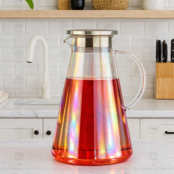 1800ML GUSTO, METAL KAPAKLI LÜSTERLİ BOROSİLİKAT CAM SÜRAHİ (1J23)