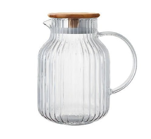 1500ML PİNO ÇİZGİLİ, AKASYA KAPAKLI BOROSİLİKAT CAM SÜRAHİ (1J05)