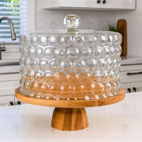 BUBBLE AYAKLI AKASYA STANDLI, CAM PASTA & KEK FANUSU (240046)