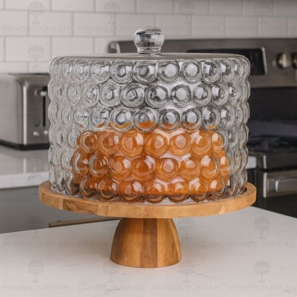 BUBBLE AYAKLI AKASYA STANDLI, CAM PASTA & KEK FANUSU (240046)