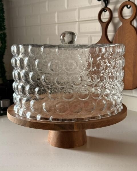 BUBBLE AYAKLI AKASYA STANDLI, CAM PASTA & KEK FANUSU (240046)