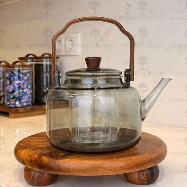 1000ML AKASYA KULPLU FÜME BOROSİLİKAT CAM, SÜZGEÇLİ DEMLİK (6672)