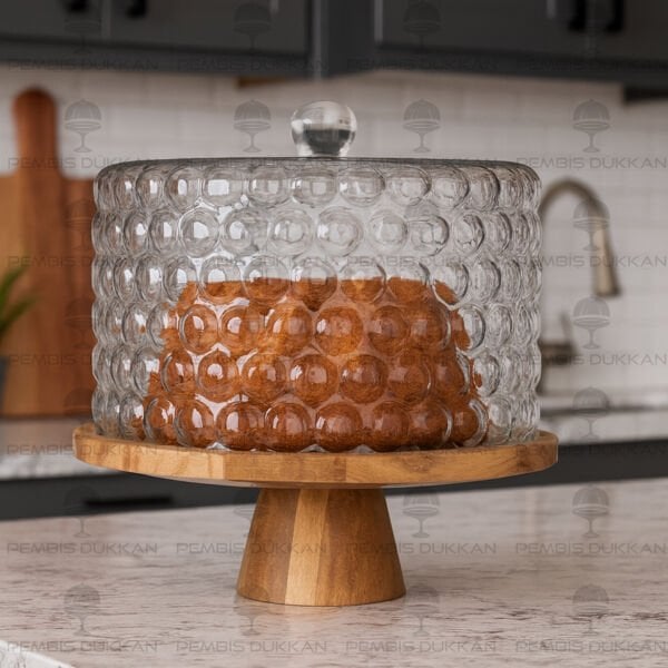 BUBBLE AYAKLI AKASYA STANDLI, CAM PASTA & KEK FANUSU (240046)