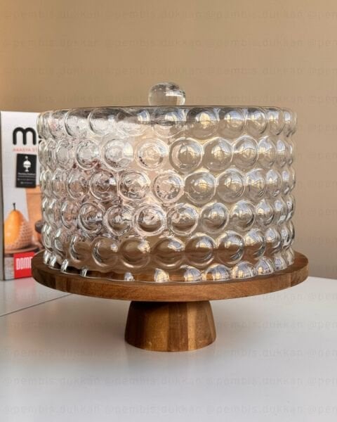 BUBBLE AYAKLI AKASYA STANDLI, CAM PASTA & KEK FANUSU (240046)