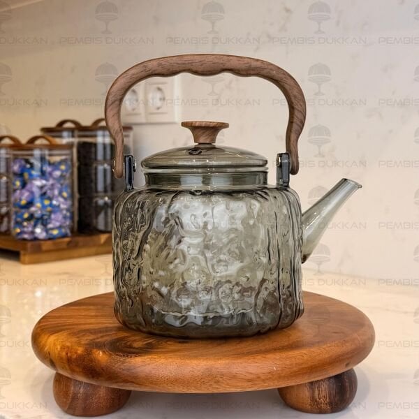 1200ML AKASYA KULPLU FÜME BOROSİLİKAT CAM, SÜZGEÇLİ DEMLİK (6677)