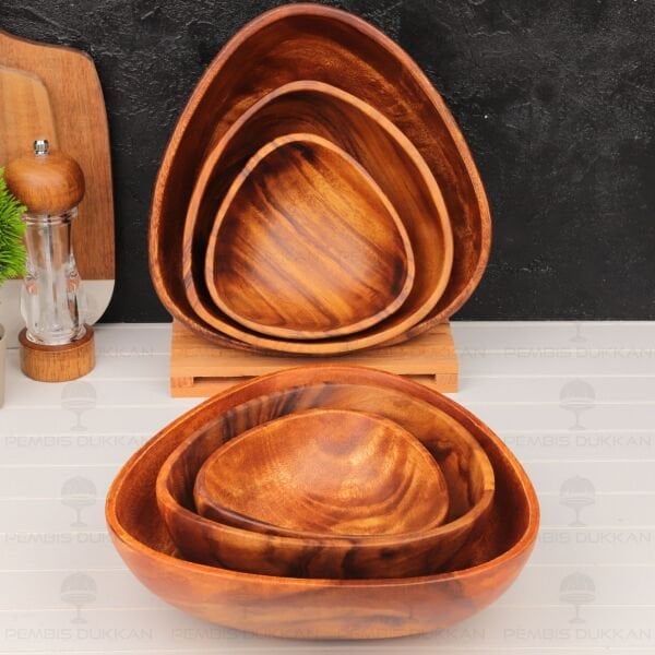 1 ADET FİLİPİN AKASYASI TRİANGLE DERİN BÜYÜK SALATA SERVİS & MEYVELİK KASE (AKS108)