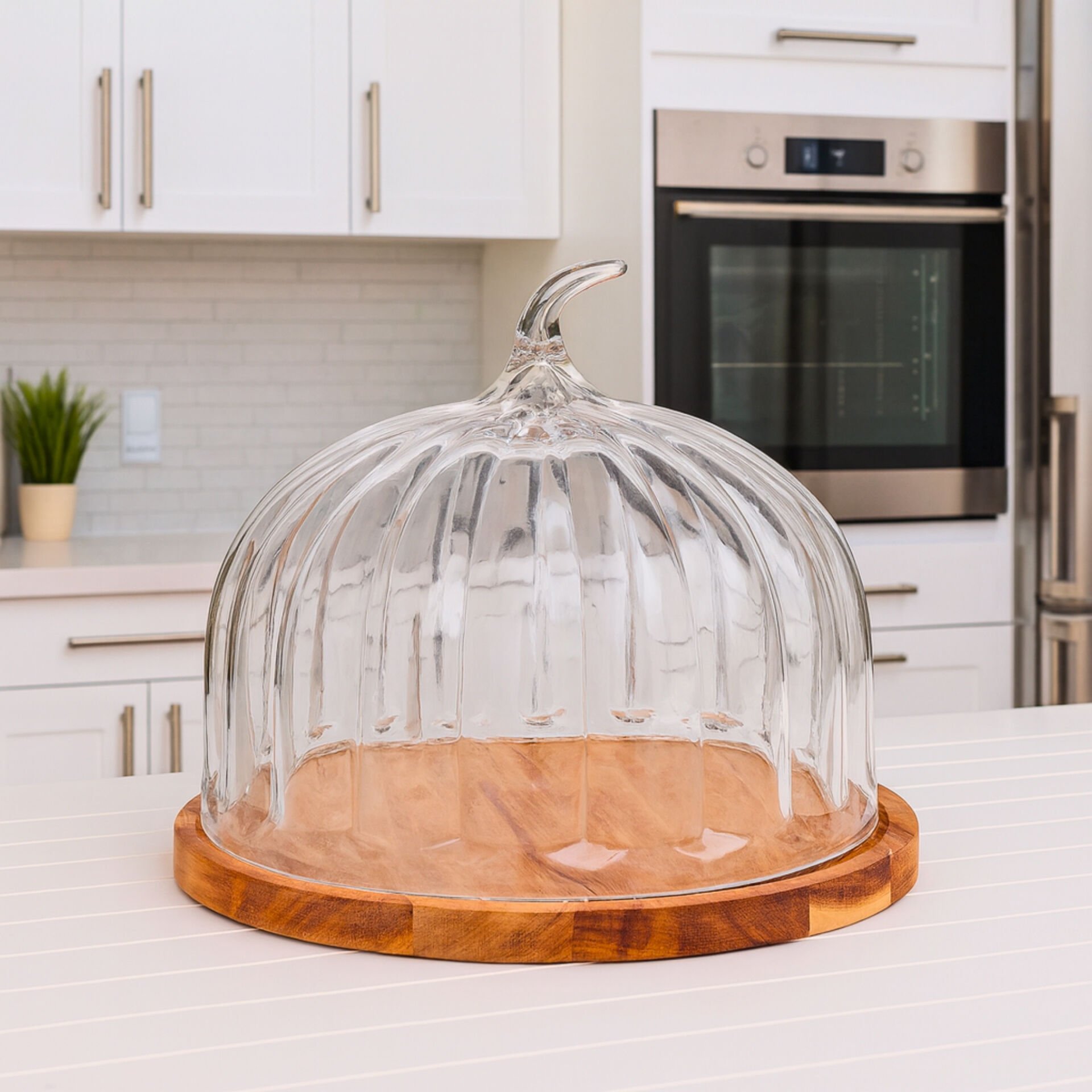 AKASYA & CAM YUVARLAK BAL KABAĞI MODEL PASTA STANDI & KEK FANUSU BÜYÜK BOY (230125)