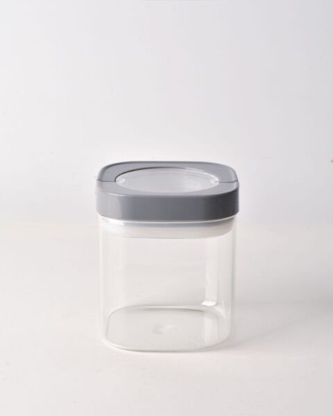 GRİ KARE TESORA 600ML VAKUM KAPAK CAM KAVANOZ (88511)