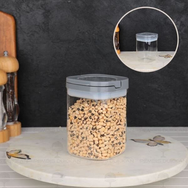 GRİ KARE TESORA 900ML VAKUM KAPAK CAM KAVANOZ (88512)