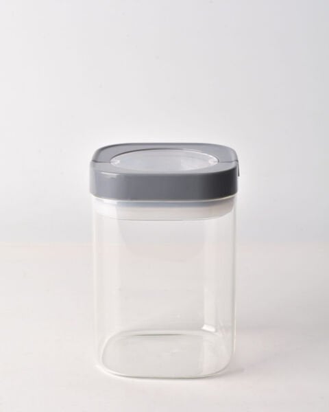 GRİ KARE TESORA 900ML VAKUM KAPAK CAM KAVANOZ (88512)