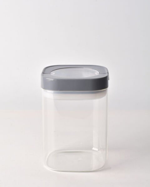 GRİ KARE TESORA 900ML VAKUM KAPAK CAM KAVANOZ (88512)