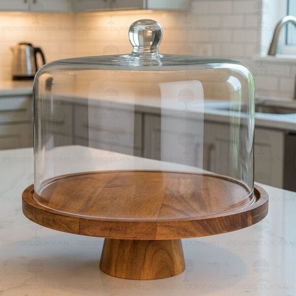 BÜYÜK BELLA AYAKLI AKASYA STANDLI, CAM PASTA & KEK FANUSU (240057)